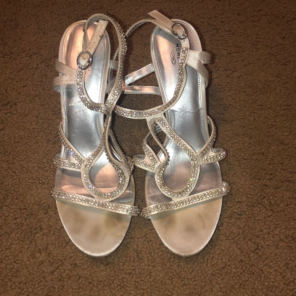 Lightly used white/silver heels